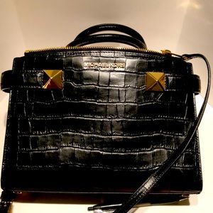 Michael Kors black alligator satchel like new